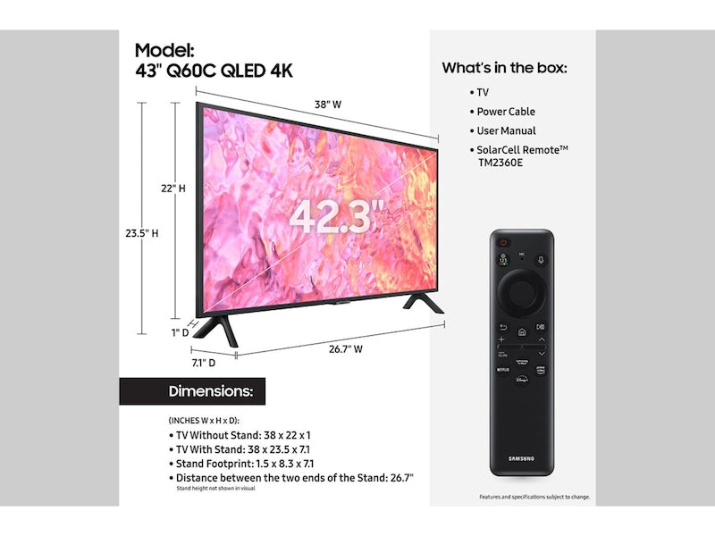 Samsung QN43Q60DAFXZA  43" Class QLED 4K